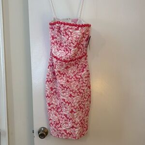 NWT - Lilly Pulitzer Allegra White Pink Holy Roses Beaded Eyelet Lace Dress - 4